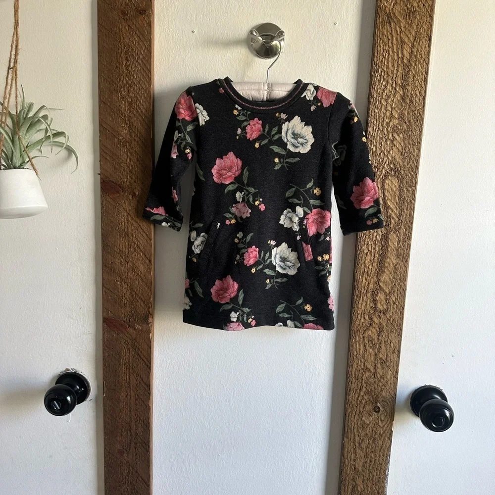 Old Navy Floral Light Sweater Long Sleeve Dress Baby Girl 6-12 Months VGUC